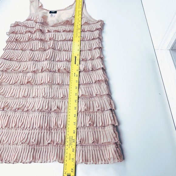 H&M Dress Womens Medium Blush Pink‎ Flapper-Style Tier Ruffle Sleeveless Chiffon - Picture 8 of 10
